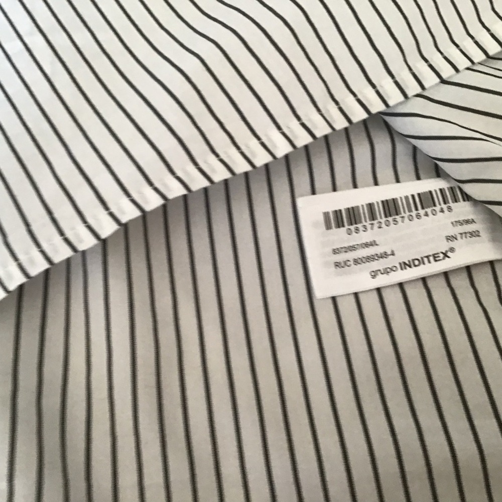 Zara Black and White Striped Button Down Shirt - Picture 8 of 9